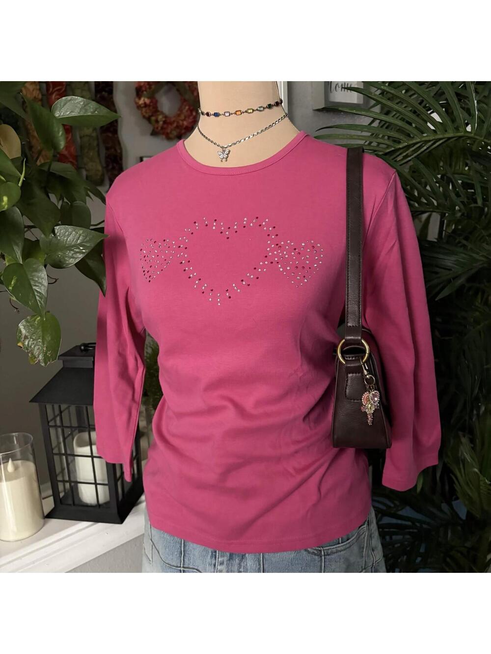 pink rhinestone y2k top